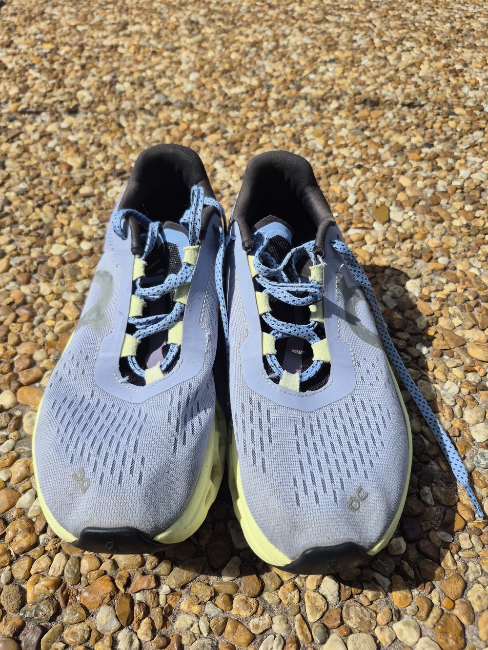 On Cloudmonster Women’s Size 7 Gray Blue Lime CloudTec Running Shoes Sneakers